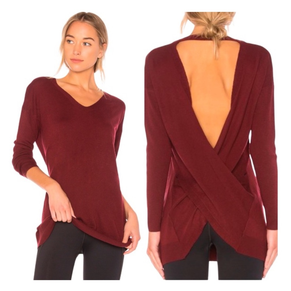 Vimmia Shavasana Reversible Sweater Cut Out & Twist Back Burgundy S & L - Picture 1 of 10